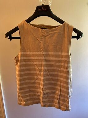 J. Crew Beige and White Striped Sleeveless Tank